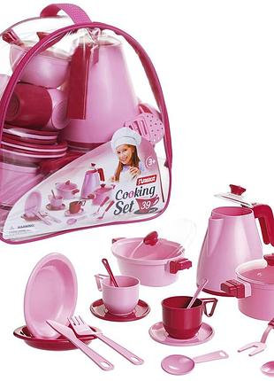 Набір посуду "cooking set", 39 предметів, рожевий, в сумці 22*16*2см, тм юніка, україна (20шт)