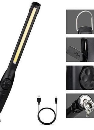 Фонарь аккумуляторный для кемпинга bl-821 cob с магнитом и usb зарядкой