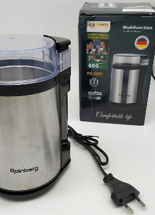 Кофемолка электрическая rainberg rb-2205 600 вт для зерен, орехов и специй