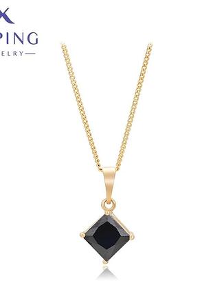 Брендовий позолочений ланцюжок з чорною підвіскою xuping jewelry