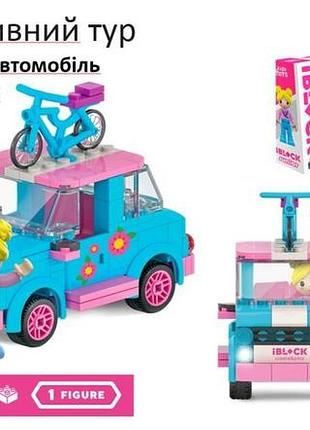 Конструктор kids hits iblock junior дівчатка, спорт тур міський автомобіль,173 дет,компл. фігур, інстр.,