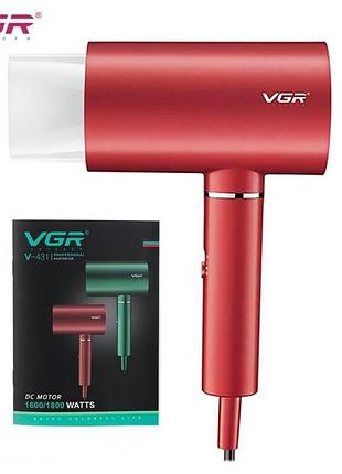Профессиональный фен vgr v 431 для укладки волос, 1800 вт, 2 скорости, холодный обдув
