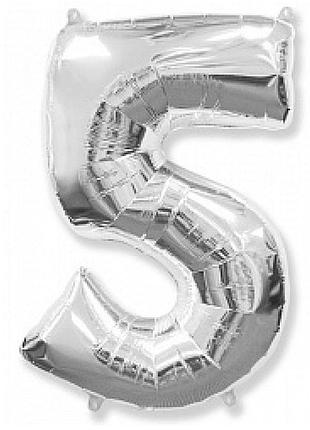 Фольгована цифра "5", срібло - 90 см (40 дюймів)