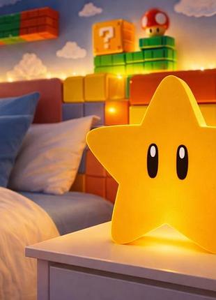 Лампа super mario star світильник маріо нічник led