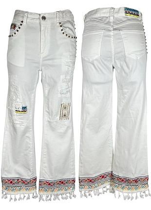Винтажные необычные этно джинсы с вышивкой hippie vintage y2k rare