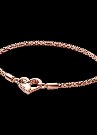 Серебряный рельефный браслет "сердце" 21