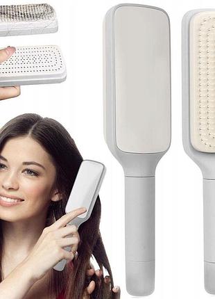 Массажная расческа самоочищающаяся hair straightener с эргономичной ручкой для объема волос