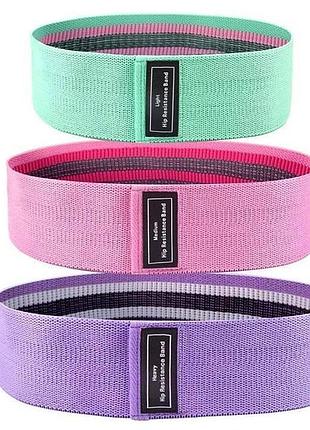 Набор тканевых фитнес резинок luting hip resistance bands 3 штуки для тренировок