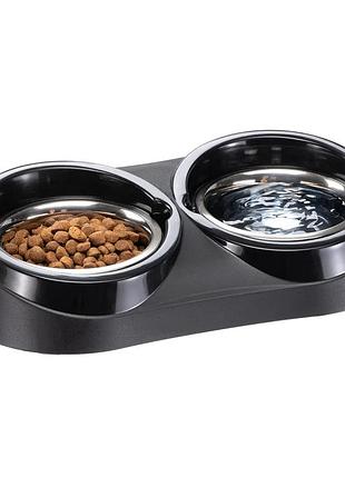 Пластиковая подставка с мисками из нержавеющей стали для собак ferplast duo feed 3.6 л