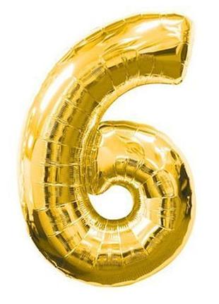 Фольгированная цифра "6", золото - 70 см (32 дюйма)