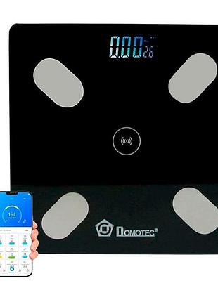 Смарт весы напольные электронные domotec ms-2017a с приложением на телефон до 180 кг черные