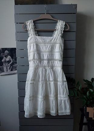 Белое летнее мини платье / сарафан