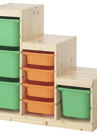 Стеллаж trofast с контейнерами 94x44x91 cm ikea 095.743.34
