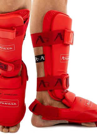 Защита голени и стопы для каратэ arawaza go-1252r красный s