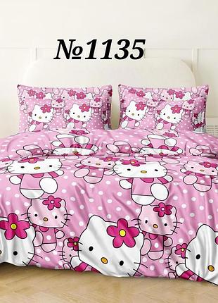 Постільна білизна, бязь gold, полуторний комплект, хелло кітті (hello kitty)