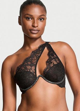 Чорний бюстгальтер dream angels twinkle lace на одне плече чорний victoria's secret з кісточками оригінал