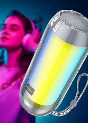 Портативна аккумуляторная колонка borofone 25br bluetooth crazy sound colorful luminous серая