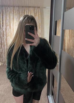 Еко-шубка темно зелена, bershka