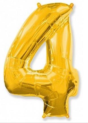 Фольгированная цифра "4" flexmetal золото - 100 см (42 дюйма)