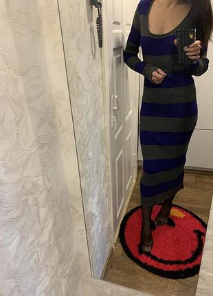 Платье миди в рубчик