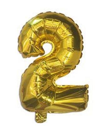 Фольгированная цифра "2", золото - 35 см (14 дюймов)