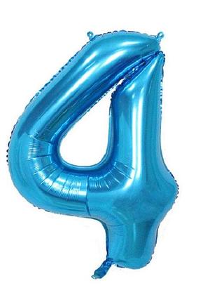 Фольгированная цифра "4", голубая - 70 см (32 дюйма)