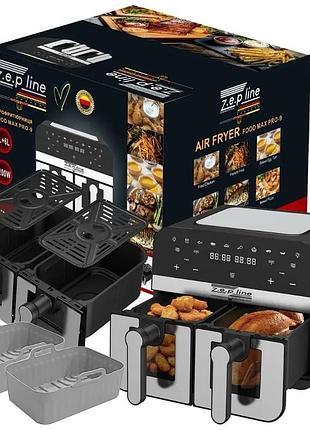 Аэрофритюрница двойная zepline zp-0218 2×6 л 4200 вт антипригарное покрытие сенсорное управление black