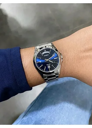 Часы мужской casio оригинал стальной синее время мужские