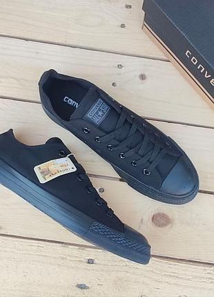 Converse all star повністю чорні кеди кросівки мокасини сліпони