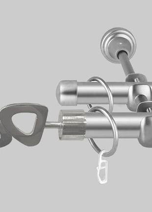 Карниз для штор двухрядный металлический 19 мм, лилет сатин 160 см.