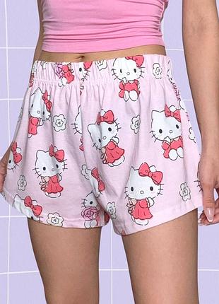 Короткие розовые домашние шорты hello kitty