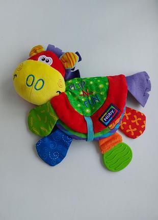 М'яка книжка іграшка з прорізувачем nuby flip flop teether book 0 months +