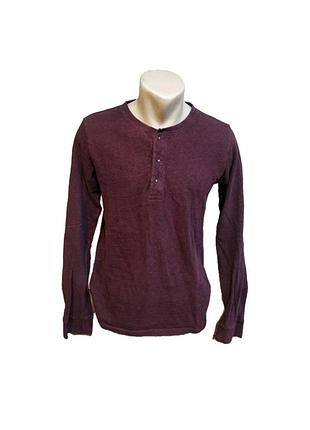 Бордовий лонгслів scotch & soda (хенлі на гудзиках), меланж, розмір s