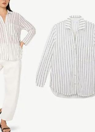 Свободная рубашка оверсайз  удлиненная из льняного трикотажа в полоску the white company