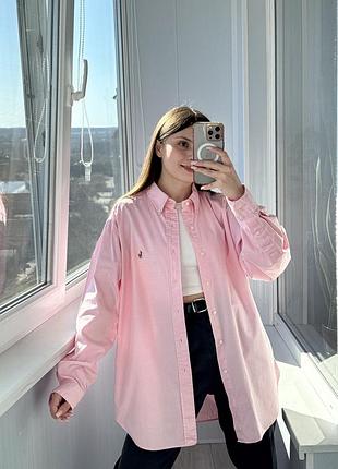 Розовая рубашка ralph lauren с мужского плеча оверсайз 1+1=3