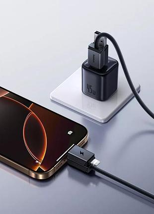 Кабель baseus versatile two-for-two fast charging cable usb+type-c to type-c+lightning 60w 2m black (p10383000121-02) 7