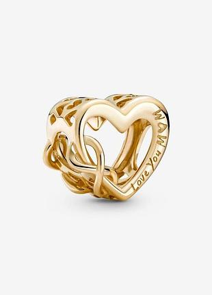 Срібна намистина пандора "gold heart and infinity" 759515c00
