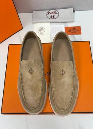 Чоловічі замшеві лофери hermes