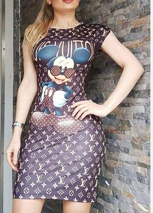 Женское платье с микки маусом размер xl louis vuitton