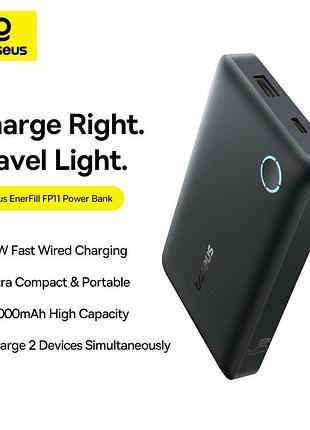 Универсальная батарея baseus enerfill fp11 15w 10000mah black (p1008210c123-00)