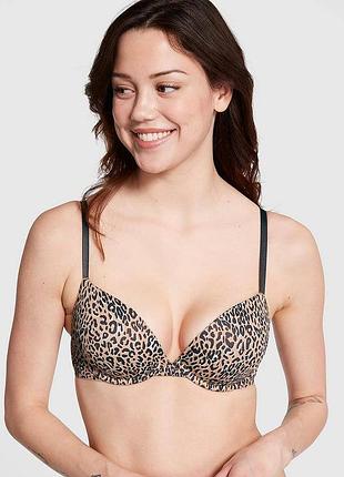 Бюстгалтер pink by victoria's secret леопардовий wear everywhere™ push-up bra