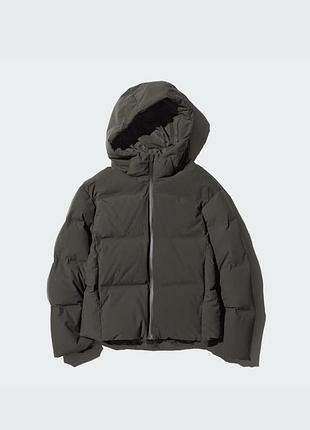 Пуховик uniqlo темно-зелений seamless down parka