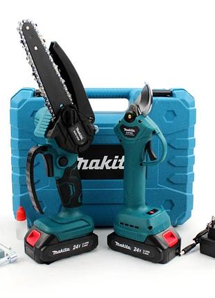 Аккумуляторный набор 2в1 makita 24v (секатор dup365 + пила duc155z) набор 2в1 макита