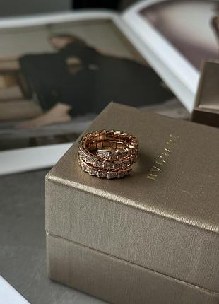 👑 bvlgari serpenti viper 18k rose gold ring with diamonds 17