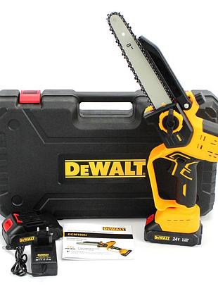 Аккумуляторная безщеточная мини пила dewalt dcm190hn (24v, 5аh, шина 20 см) с индикатором заряда