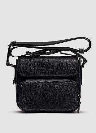 🦁 coach sullivan flap crossbody in signature canvas total black 21 х 18 х 7 см