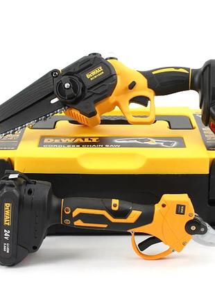 Набор 2в1 акб dewalt 24v (секатор dcmpp540p1 + пила dcm160n ) набор 2в1 деволт