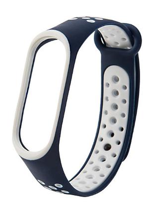 Сменные двухцветные ремешки для xiaomi mi band 5 сине-белый