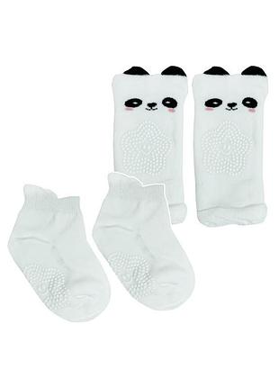 Детский набор наколенники и носки "панда" mgz-0649(white)