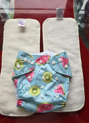 Littles & bloomz многоразовый подгузник универсальный размер + 2 бамбуковых вкладыша